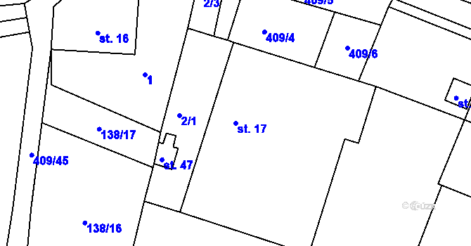 Parcela st. 17 v KÚ Kornice, Katastrální mapa