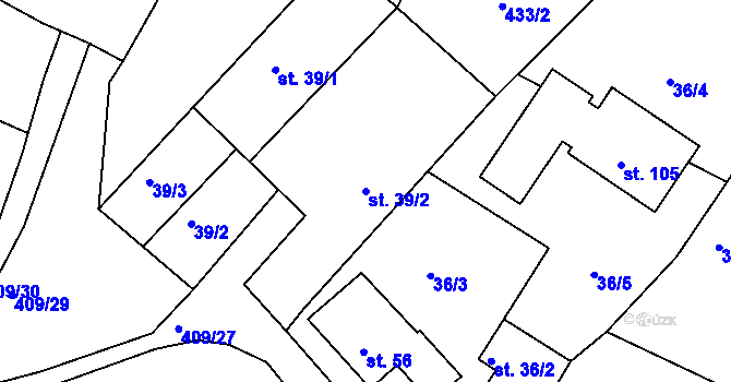 Parcela st. 39/2 v KÚ Kornice, Katastrální mapa