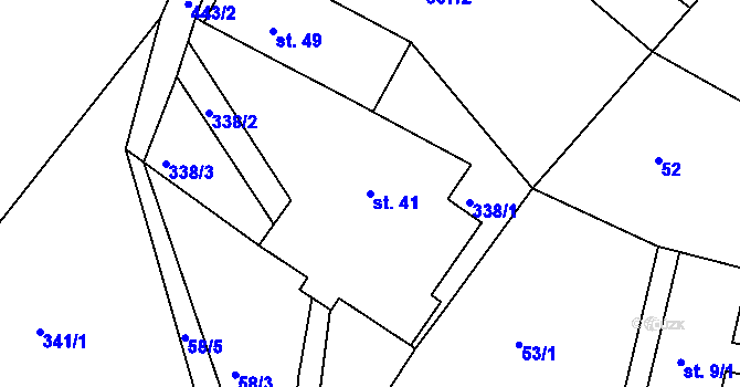 Parcela st. 41 v KÚ Kornice, Katastrální mapa