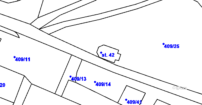 Parcela st. 42 v KÚ Kornice, Katastrální mapa