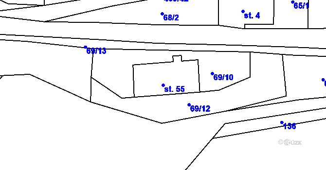 Parcela st. 55 v KÚ Kornice, Katastrální mapa