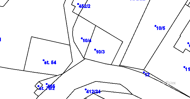 Parcela st. 10/3 v KÚ Kornice, Katastrální mapa