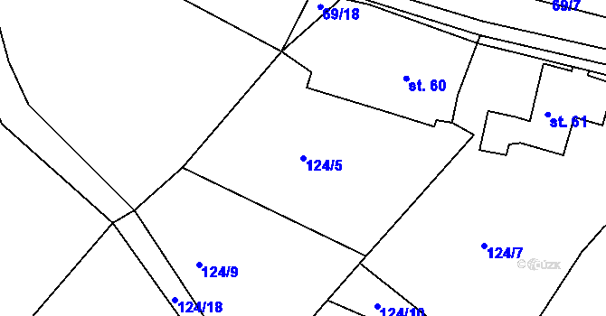 Parcela st. 124/5 v KÚ Kornice, Katastrální mapa