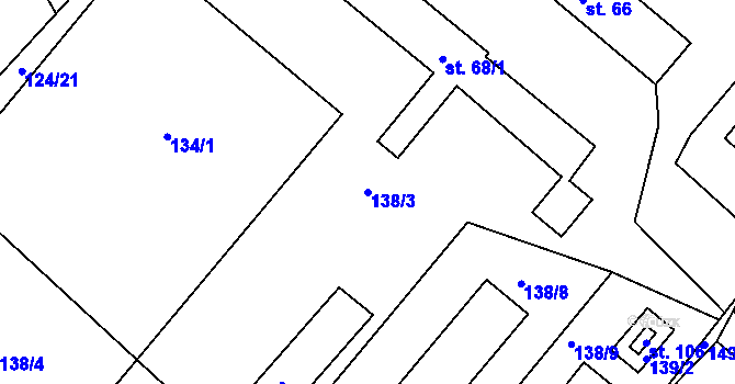 Parcela st. 138/3 v KÚ Kornice, Katastrální mapa