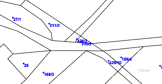 Parcela st. 210/2 v KÚ Kornice, Katastrální mapa
