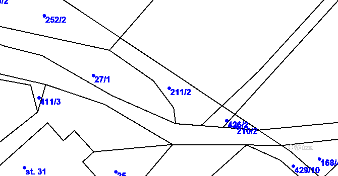 Parcela st. 211/2 v KÚ Kornice, Katastrální mapa