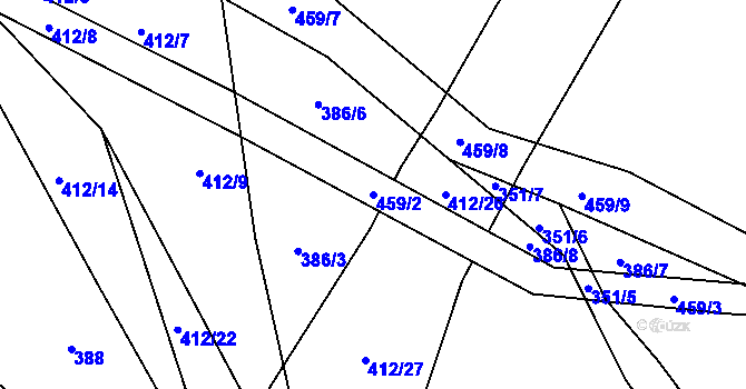 Parcela st. 459/2 v KÚ Kornice, Katastrální mapa