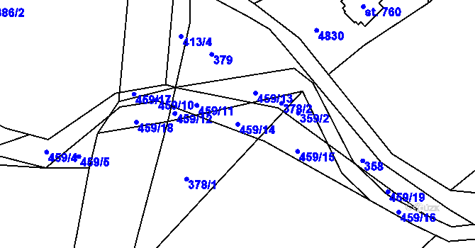 Parcela st. 459/14 v KÚ Kornice, Katastrální mapa