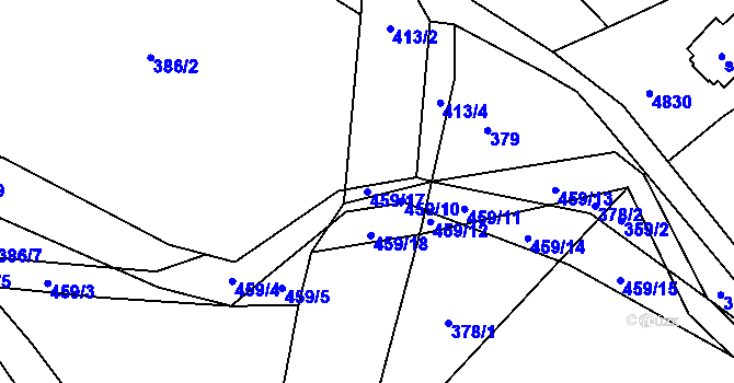 Parcela st. 459/17 v KÚ Kornice, Katastrální mapa