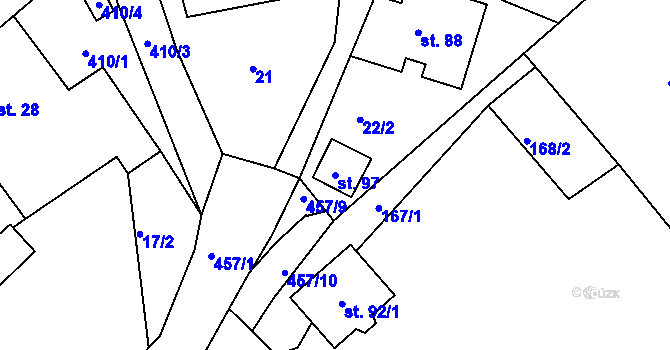 Parcela st. 97 v KÚ Kornice, Katastrální mapa