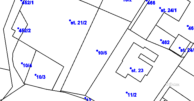 Parcela st. 10/5 v KÚ Kornice, Katastrální mapa