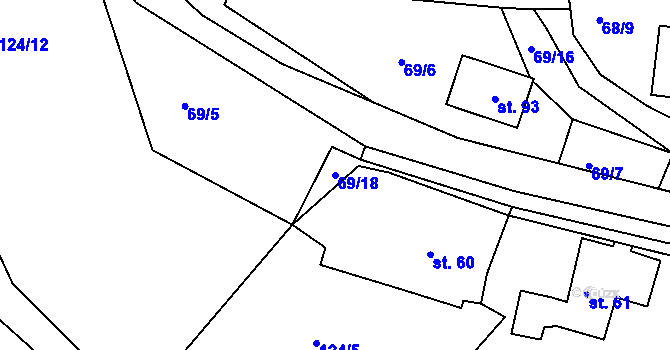 Parcela st. 69/18 v KÚ Kornice, Katastrální mapa