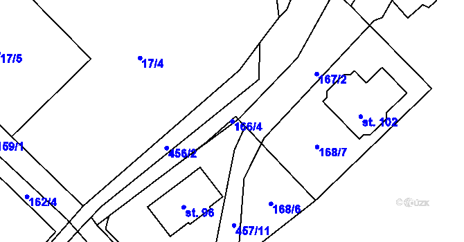 Parcela st. 166/4 v KÚ Kornice, Katastrální mapa