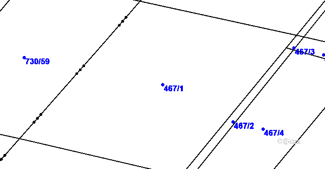 Parcela st. 467/1 v KÚ Kornice, Katastrální mapa