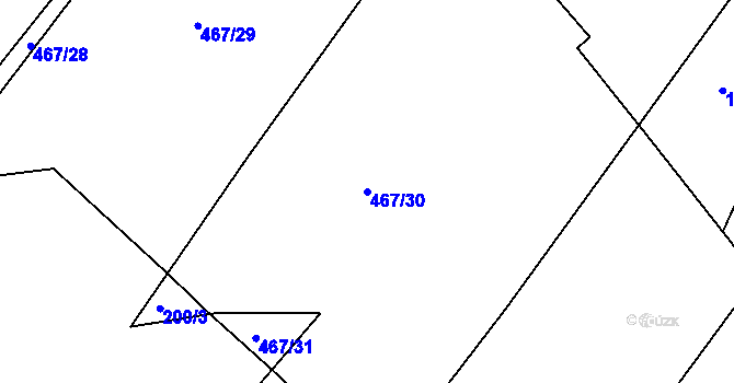 Parcela st. 467/30 v KÚ Kornice, Katastrální mapa