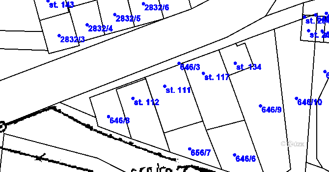 Parcela st. 111 v KÚ Korolupy, Katastrální mapa