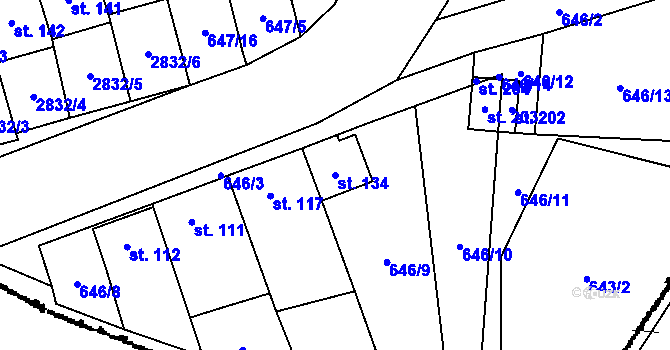 Parcela st. 134 v KÚ Korolupy, Katastrální mapa