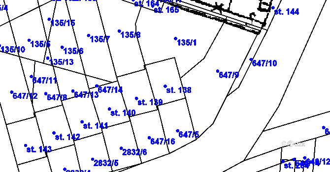 Parcela st. 138 v KÚ Korolupy, Katastrální mapa