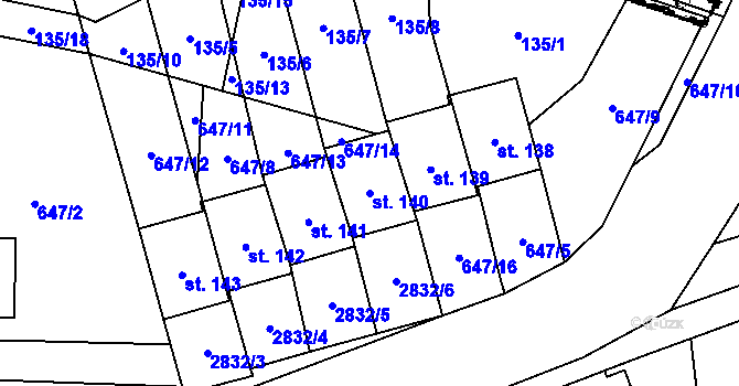 Parcela st. 140 v KÚ Korolupy, Katastrální mapa