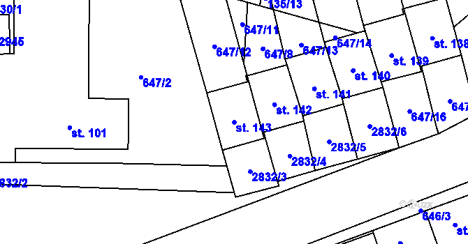Parcela st. 143 v KÚ Korolupy, Katastrální mapa