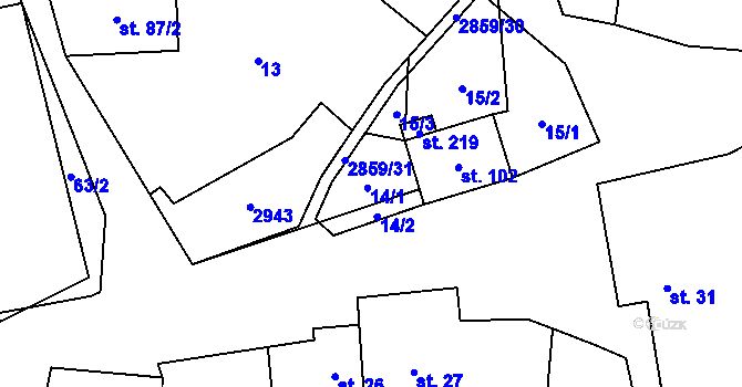 Parcela st. 14 v KÚ Korolupy, Katastrální mapa