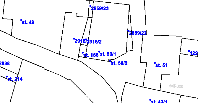 Parcela st. 50/1 v KÚ Korolupy, Katastrální mapa