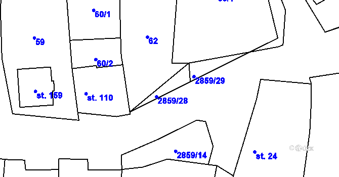 Parcela st. 2859/28 v KÚ Korolupy, Katastrální mapa
