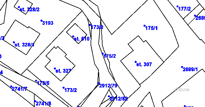 Parcela st. 175/2 v KÚ Korouhev, Katastrální mapa