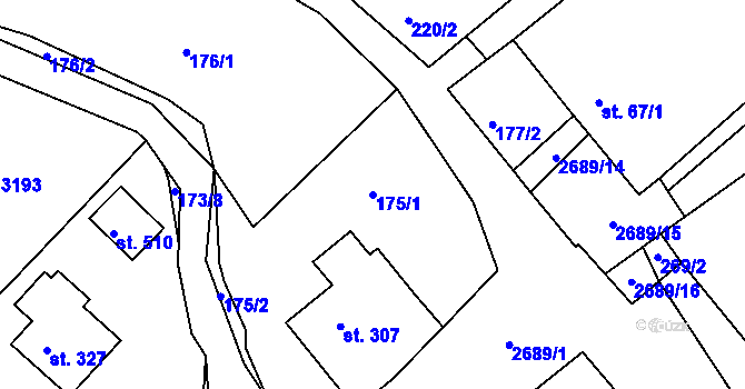 Parcela st. 175/1 v KÚ Korouhev, Katastrální mapa