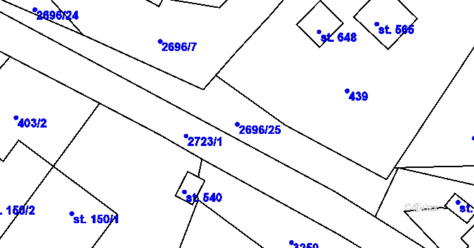 Parcela st. 2696/25 v KÚ Korouhev, Katastrální mapa