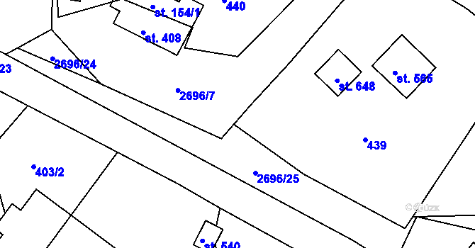 Parcela st. 2696/26 v KÚ Korouhev, Katastrální mapa