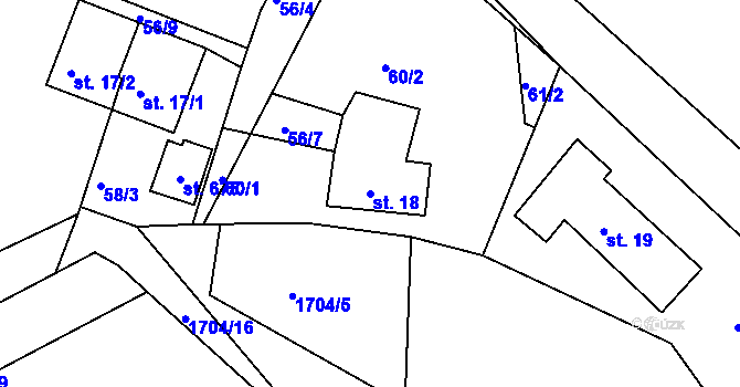 Parcela st. 18 v KÚ Korouhev, Katastrální mapa