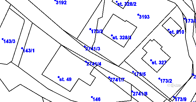 Parcela st. 50 v KÚ Korouhev, Katastrální mapa