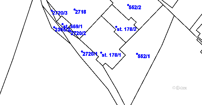 Parcela st. 178/1 v KÚ Korouhev, Katastrální mapa