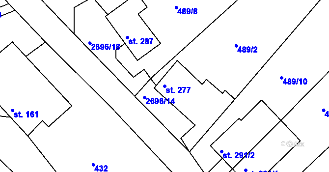 Parcela st. 277 v KÚ Korouhev, Katastrální mapa