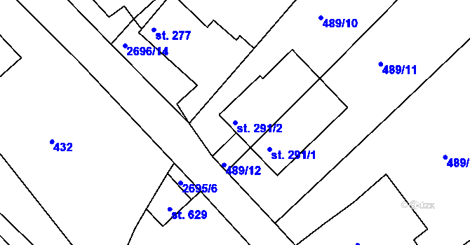 Parcela st. 291/2 v KÚ Korouhev, Katastrální mapa