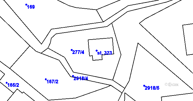 Parcela st. 323 v KÚ Korouhev, Katastrální mapa