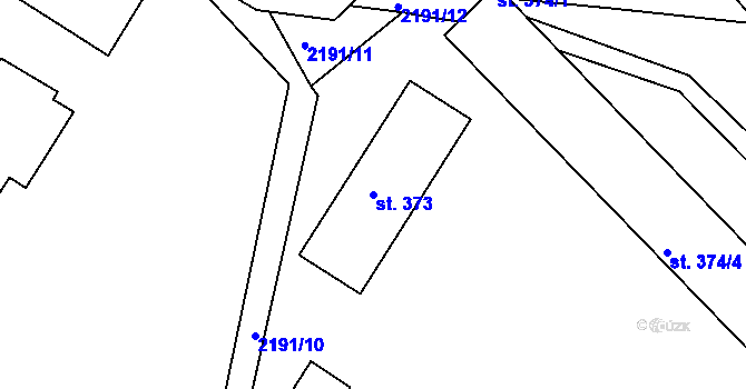 Parcela st. 373 v KÚ Korouhev, Katastrální mapa