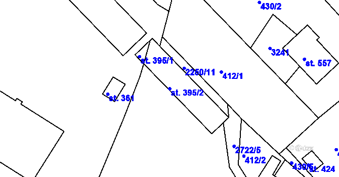 Parcela st. 395/2 v KÚ Korouhev, Katastrální mapa