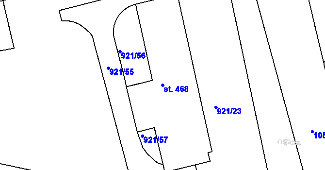 Parcela st. 468 v KÚ Korouhev, Katastrální mapa