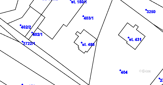 Parcela st. 486 v KÚ Korouhev, Katastrální mapa