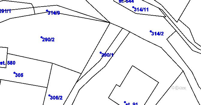 Parcela st. 290/1 v KÚ Korouhev, Katastrální mapa
