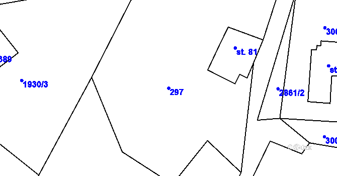 Parcela st. 297 v KÚ Korouhev, Katastrální mapa