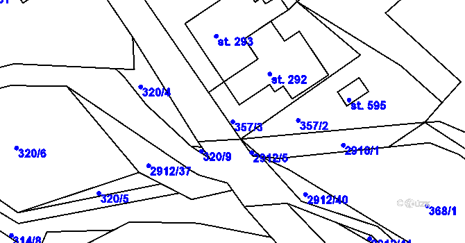 Parcela st. 357/3 v KÚ Korouhev, Katastrální mapa