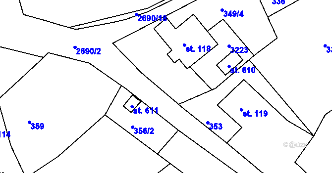 Parcela st. 2690/6 v KÚ Korouhev, Katastrální mapa