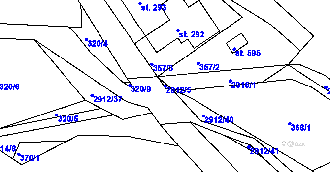 Parcela st. 2912/5 v KÚ Korouhev, Katastrální mapa