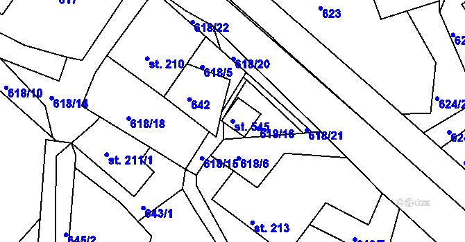 Parcela st. 545 v KÚ Korouhev, Katastrální mapa