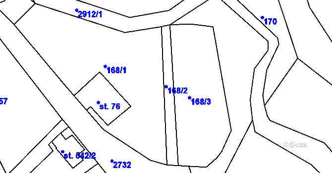 Parcela st. 168/2 v KÚ Korouhev, Katastrální mapa