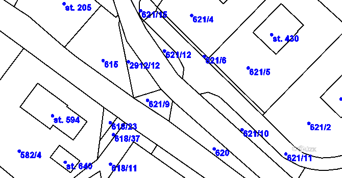 Parcela st. 2912/50 v KÚ Korouhev, Katastrální mapa
