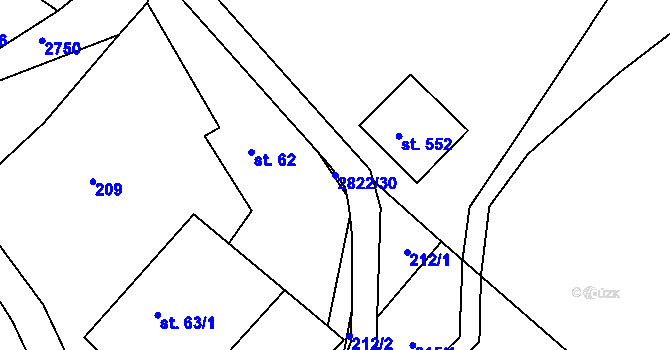 Parcela st. 2822/30 v KÚ Korouhev, Katastrální mapa
